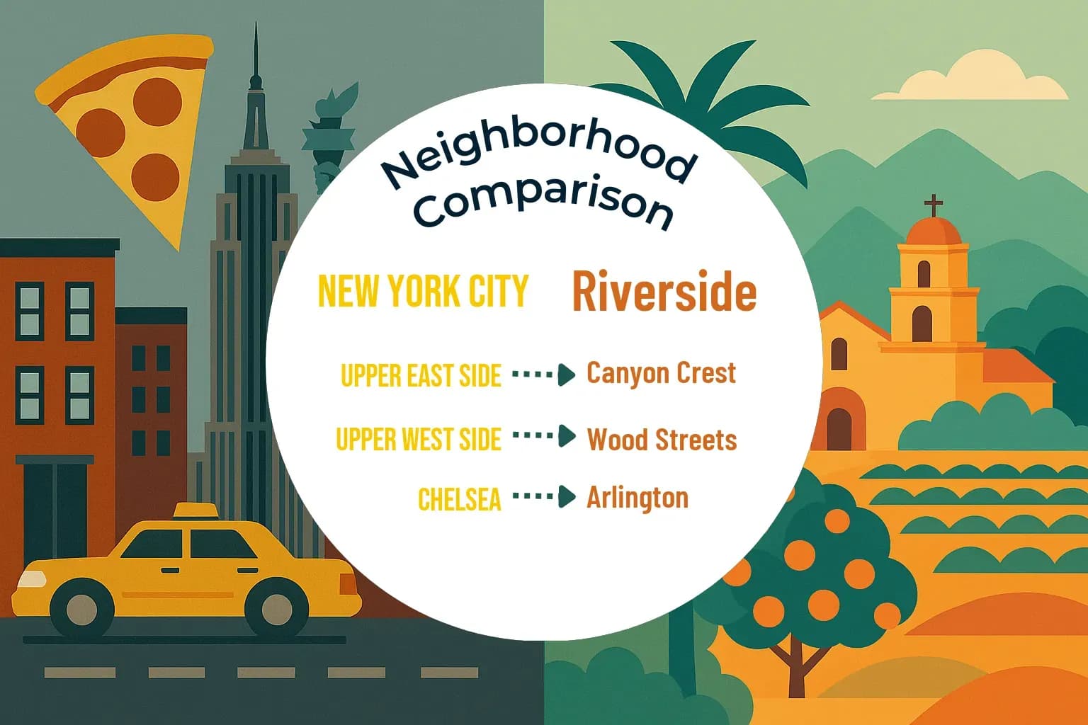 New York City vs Riverside Neighborhood Comparison