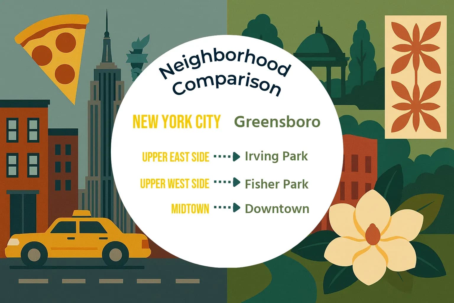 New York City vs Greensboro Neighborhood Comparison