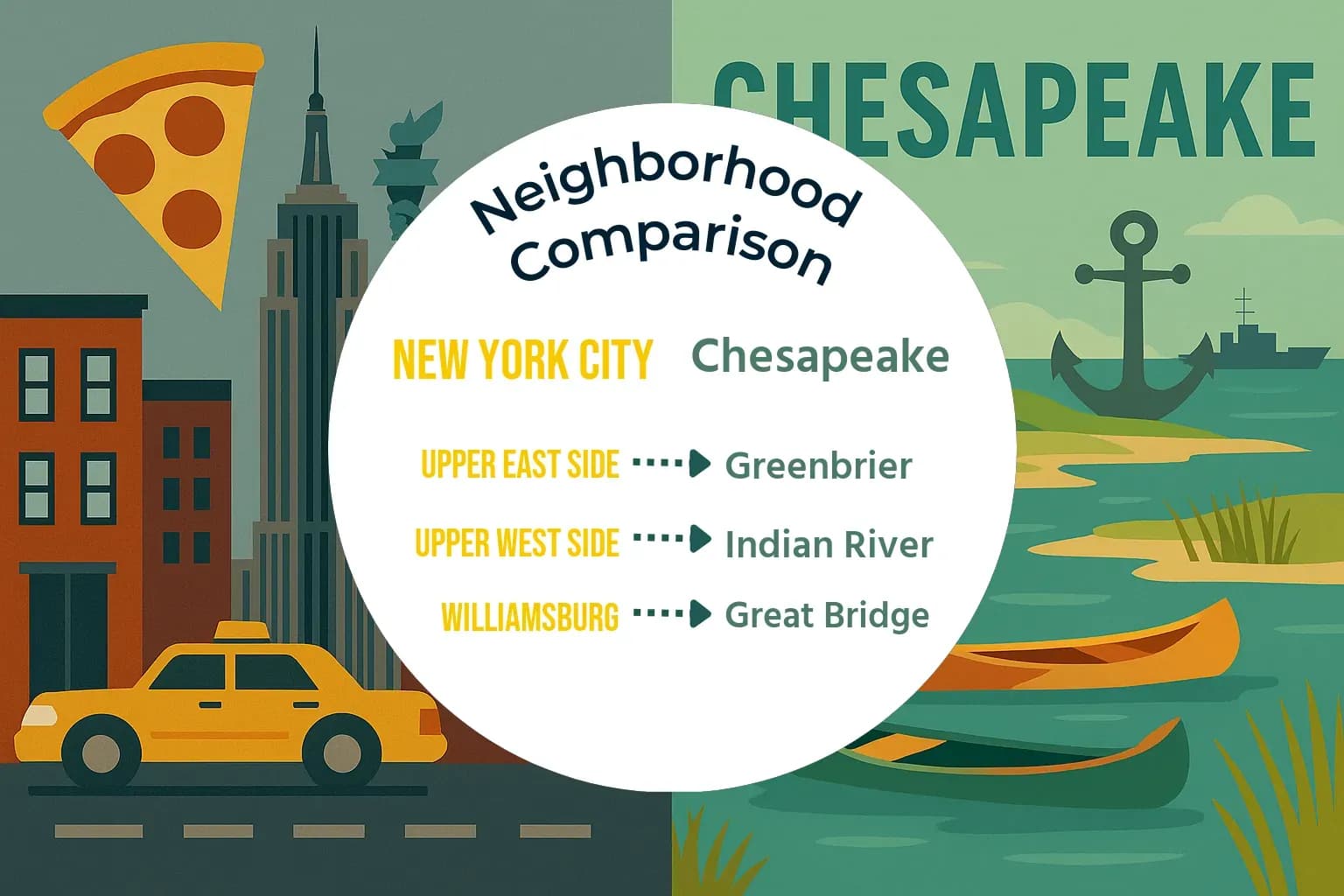 New York City vs Chesapeake Neighborhood Comparison