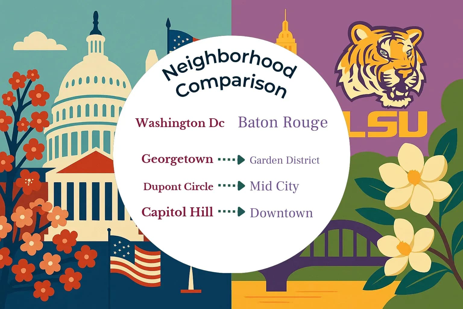 Washington DC vs Baton Rouge Neighborhood Comparison