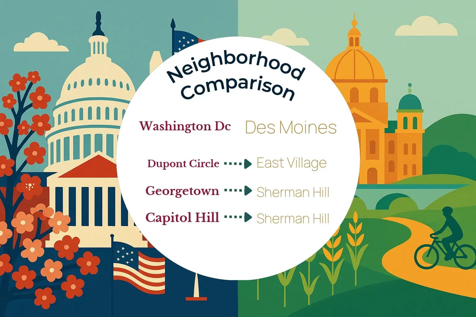 Washington DC vs Des Moines Neighborhood Comparison