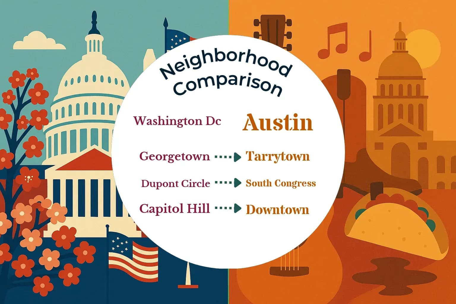 Washington DC vs Austin Neighborhood Comparison