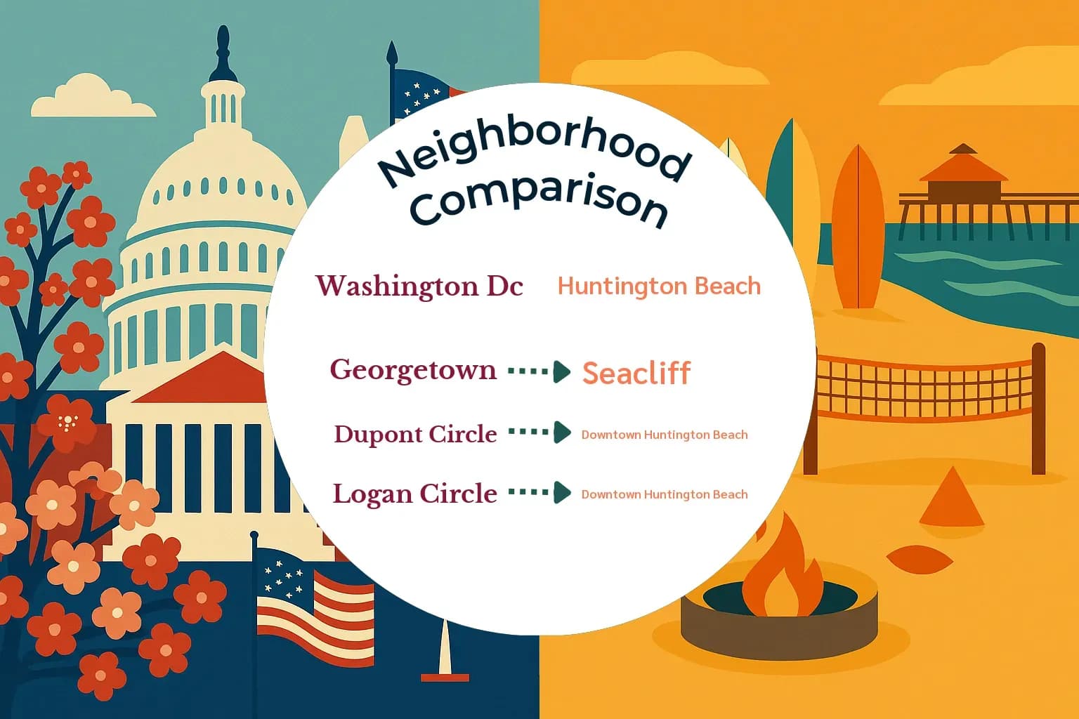 Washington DC vs Huntington Beach Neighborhood Comparison