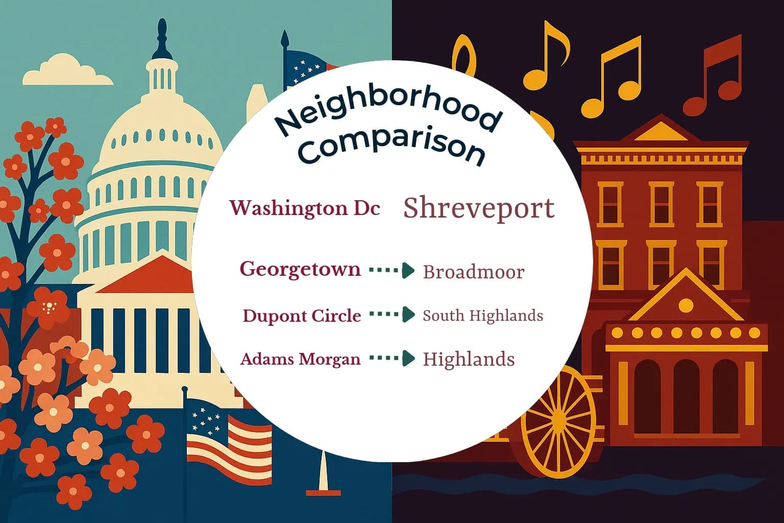 Washington DC vs Shreveport Neighborhood Comparison