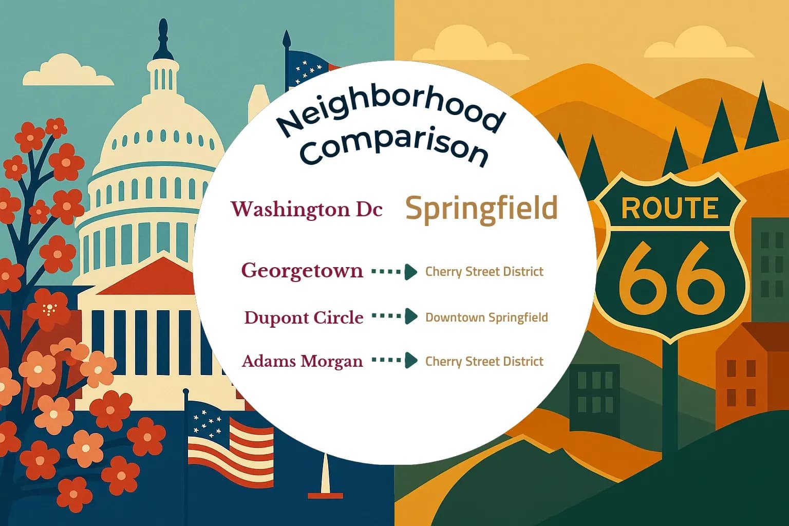Washington DC vs Springfield Neighborhood Comparison