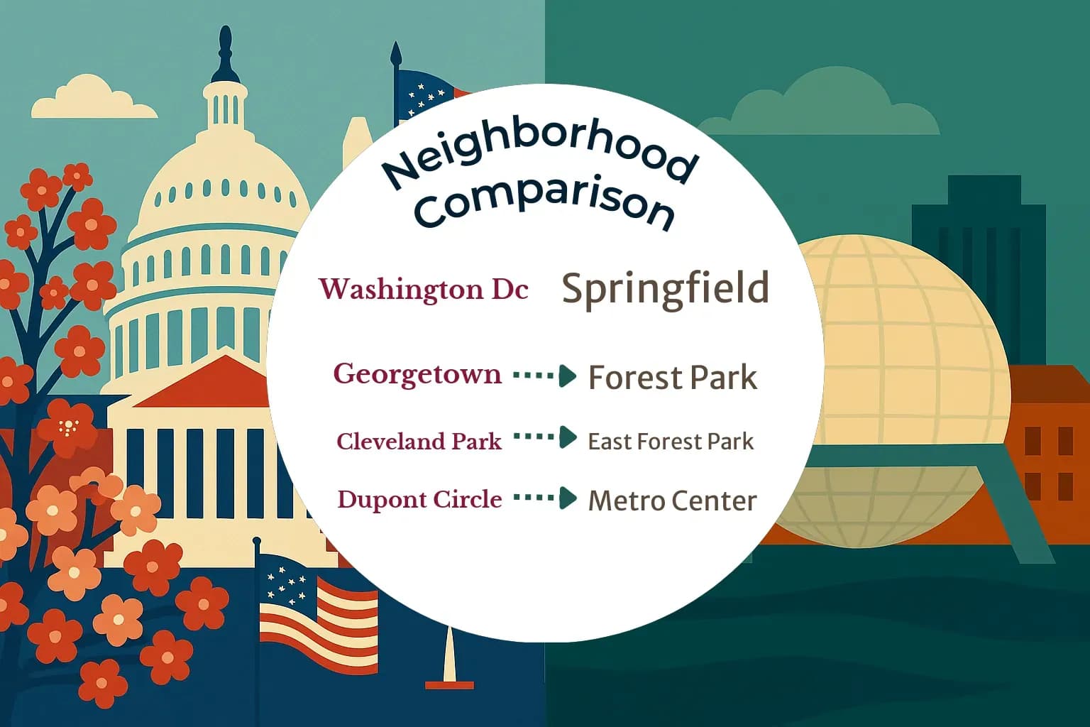 Washington DC vs Springfield Neighborhood Comparison