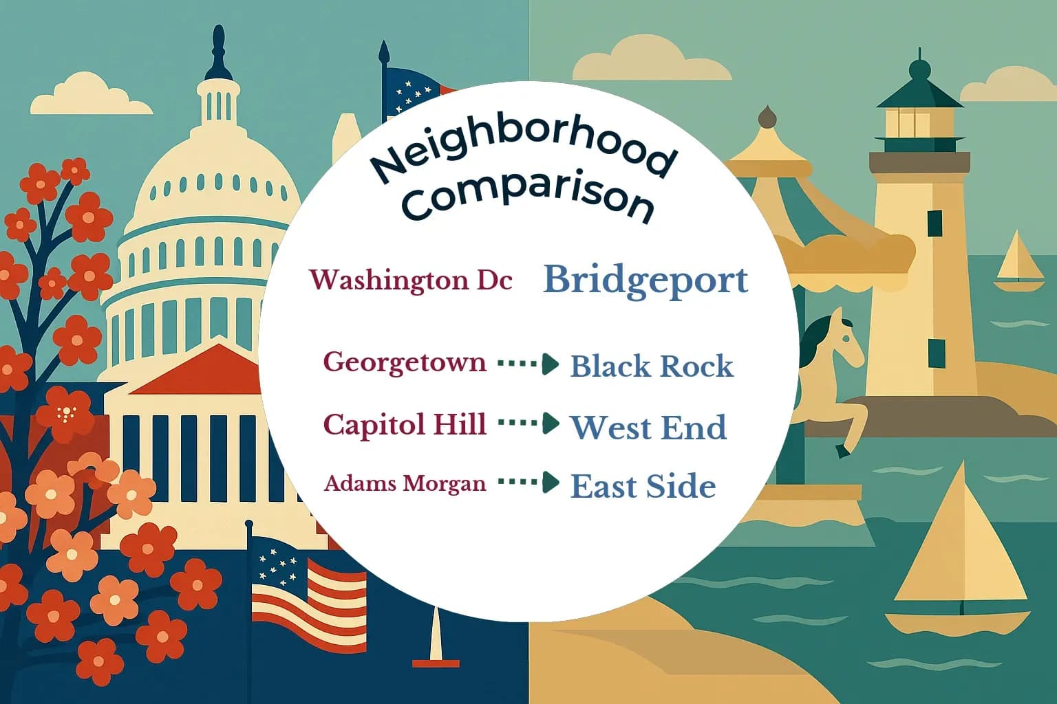 Washington DC vs Bridgeport Neighborhood Comparison