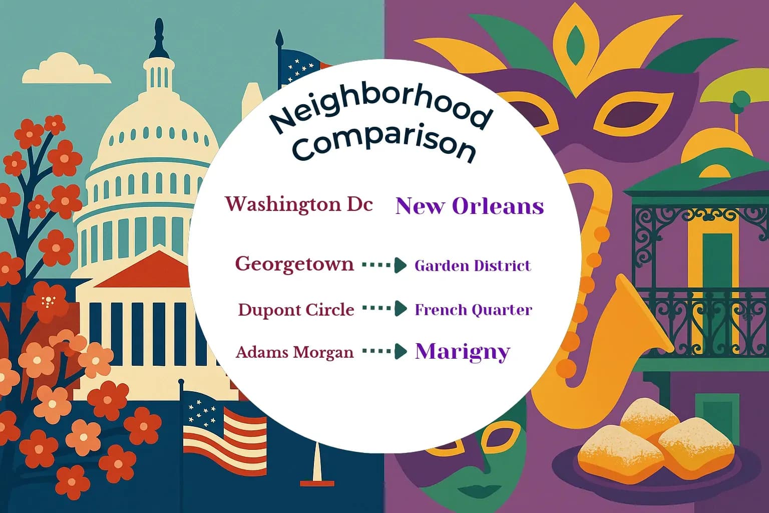 Washington DC vs New Orleans Neighborhood Comparison