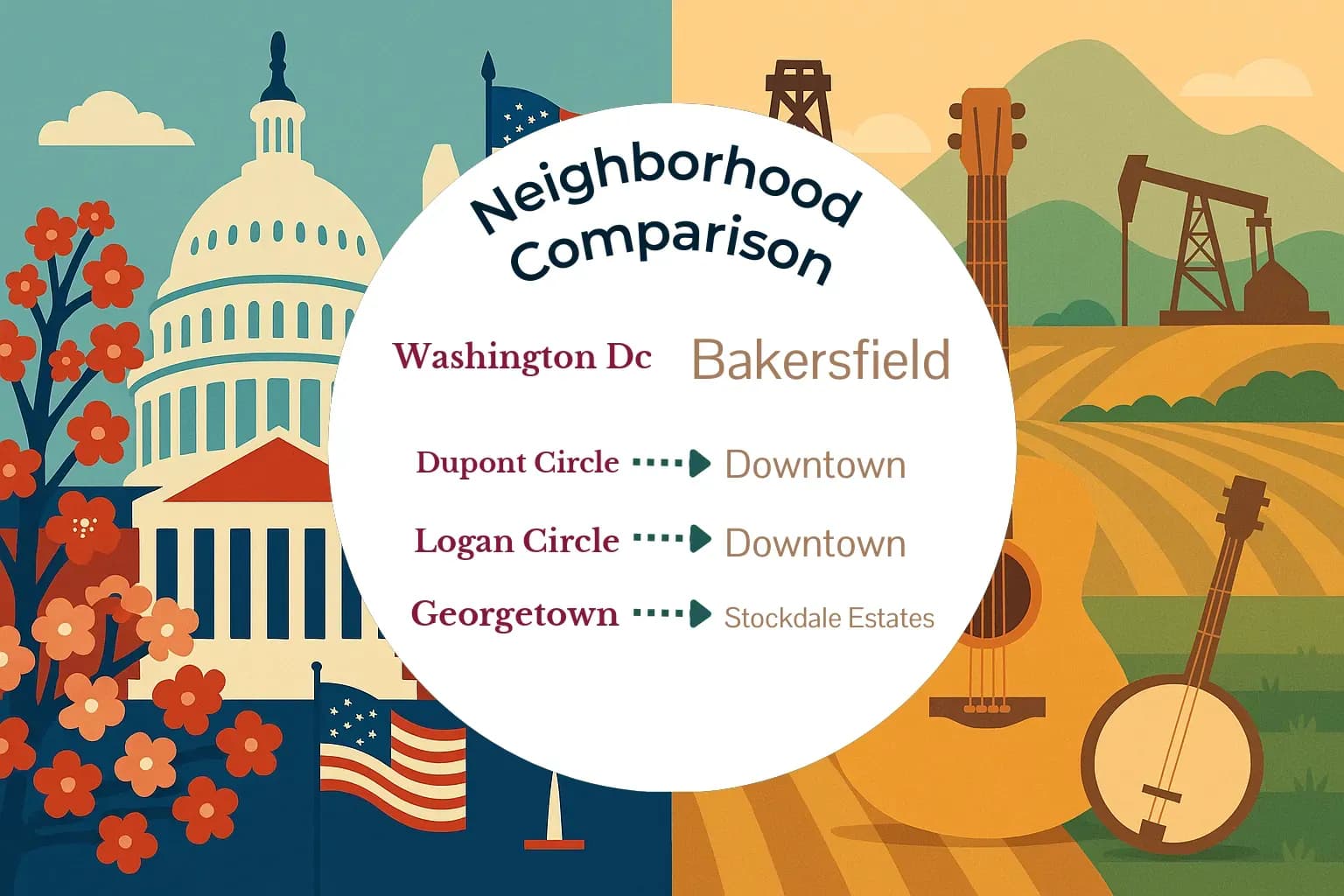 Washington DC vs Bakersfield Neighborhood Comparison