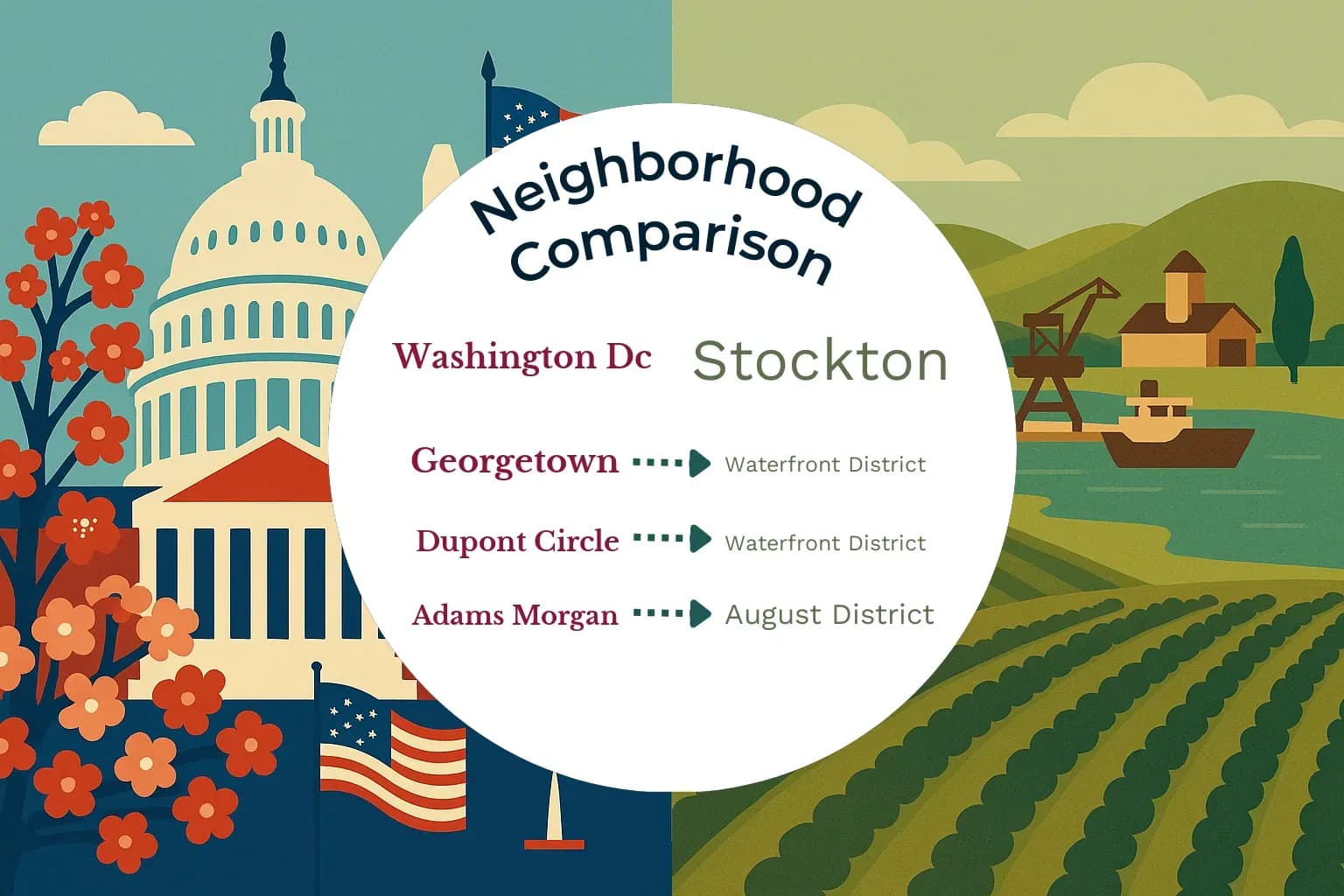 Washington DC vs Stockton Neighborhood Comparison