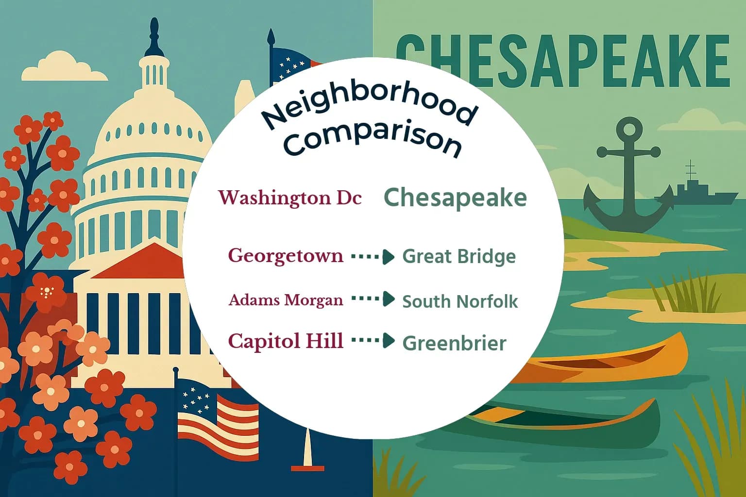 Washington DC vs Chesapeake Neighborhood Comparison
