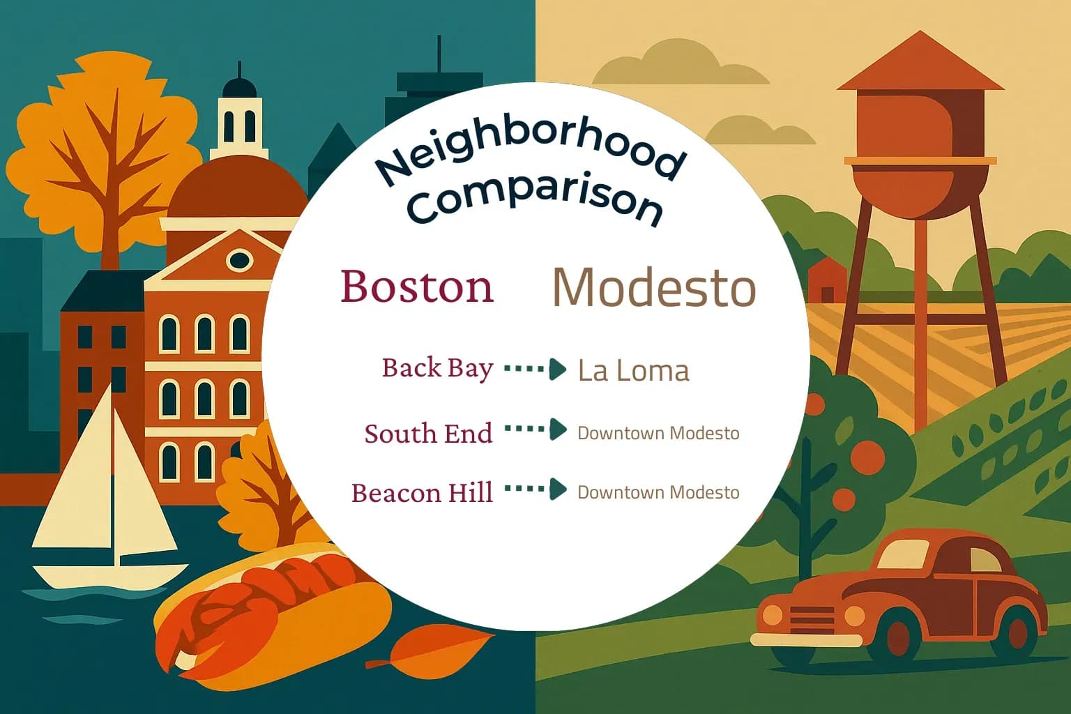 Boston vs Modesto Neighborhood Comparison