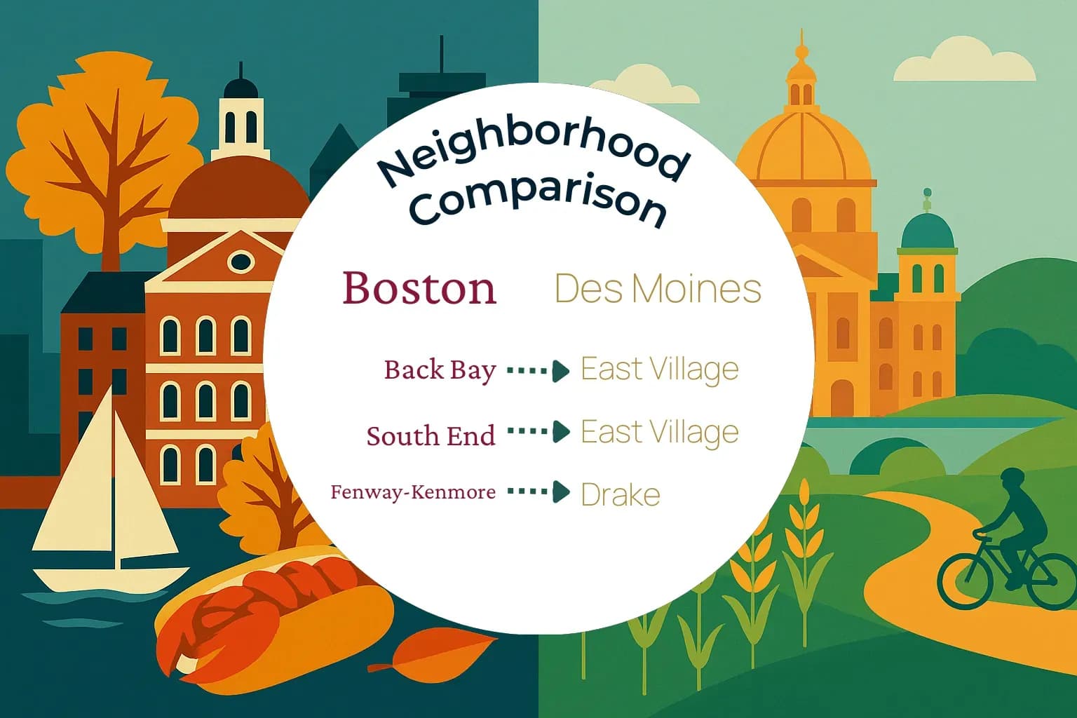 Boston vs Des Moines Neighborhood Comparison