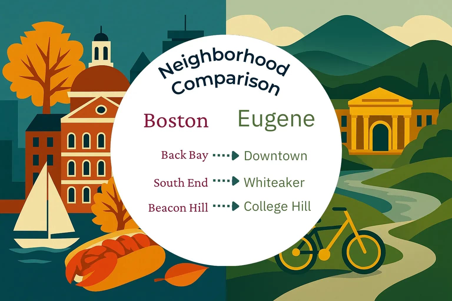 Boston vs Eugene Neighborhood Comparison
