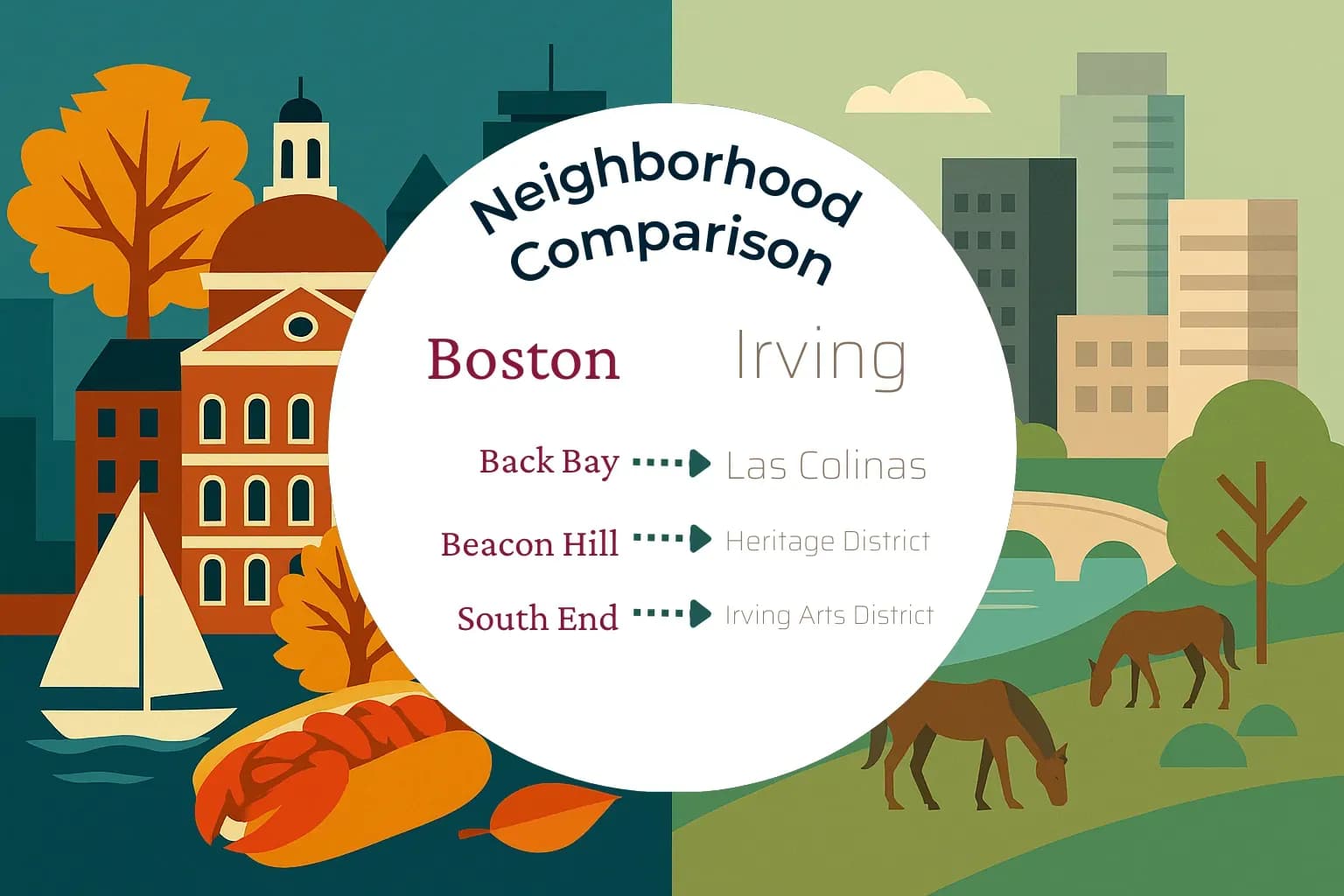 Boston vs Irving Neighborhood Comparison