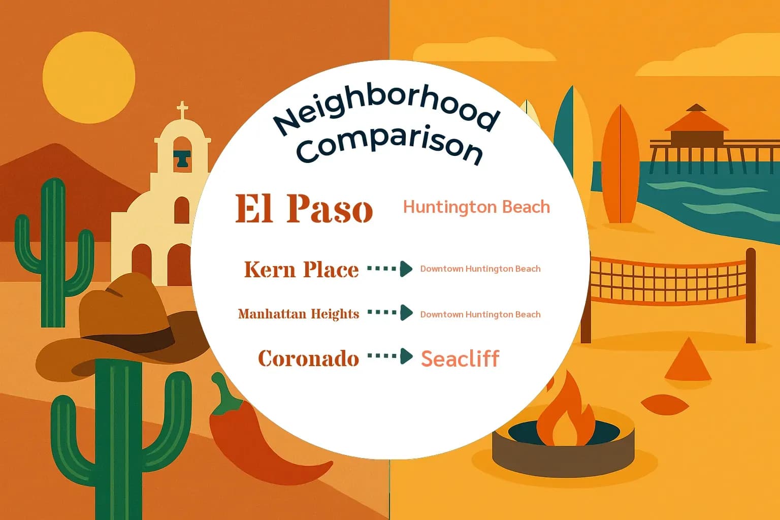 El Paso vs Huntington Beach Neighborhood Comparison