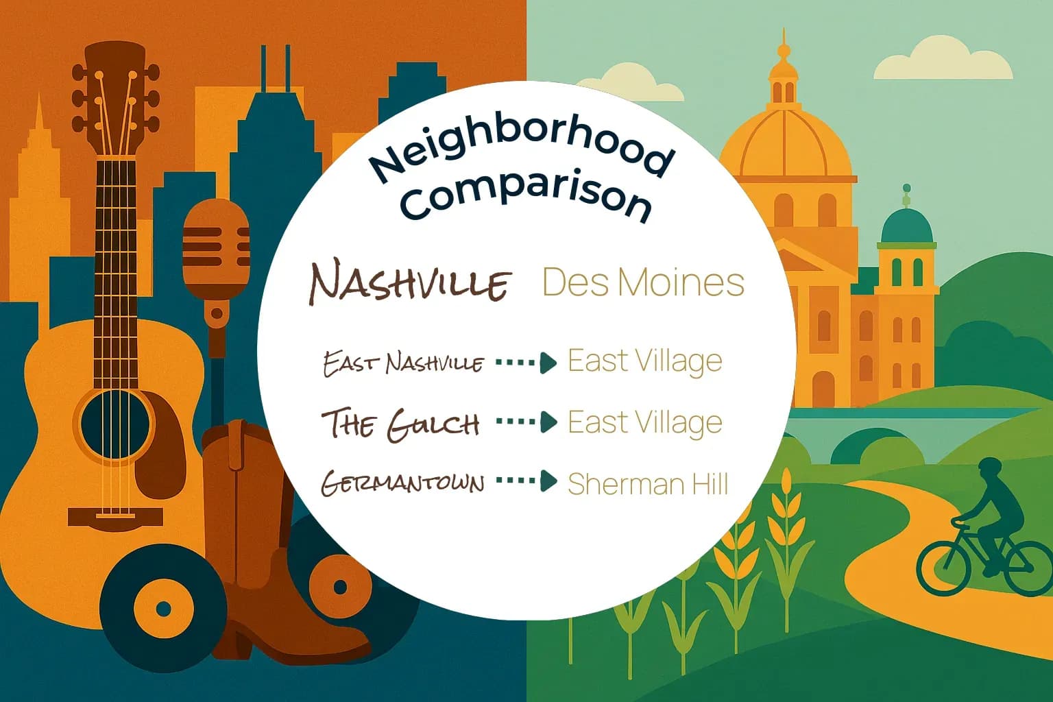 Nashville vs Des Moines Neighborhood Comparison