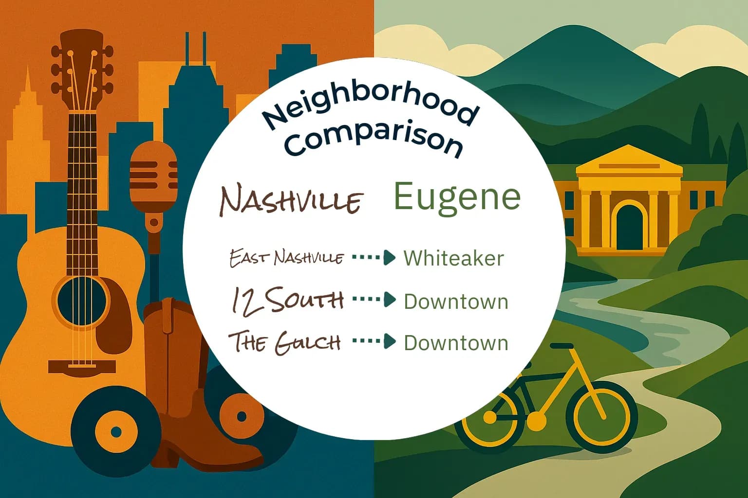 Nashville vs Eugene Neighborhood Comparison
