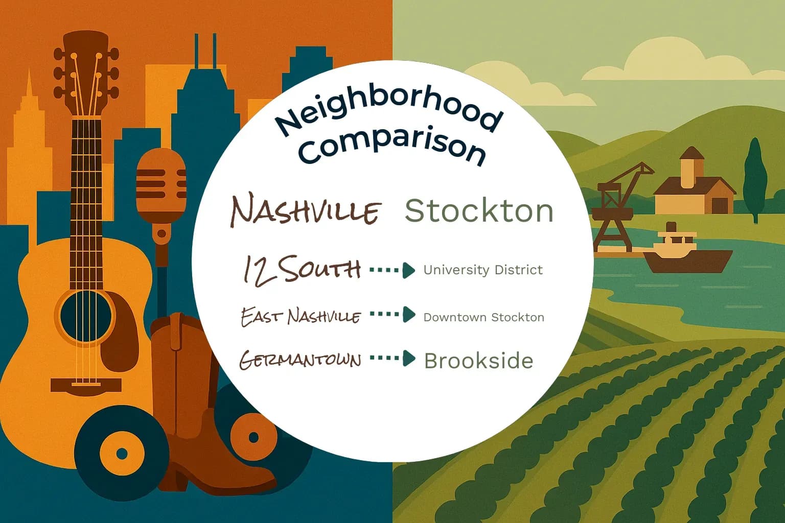 Nashville vs Stockton Neighborhood Comparison