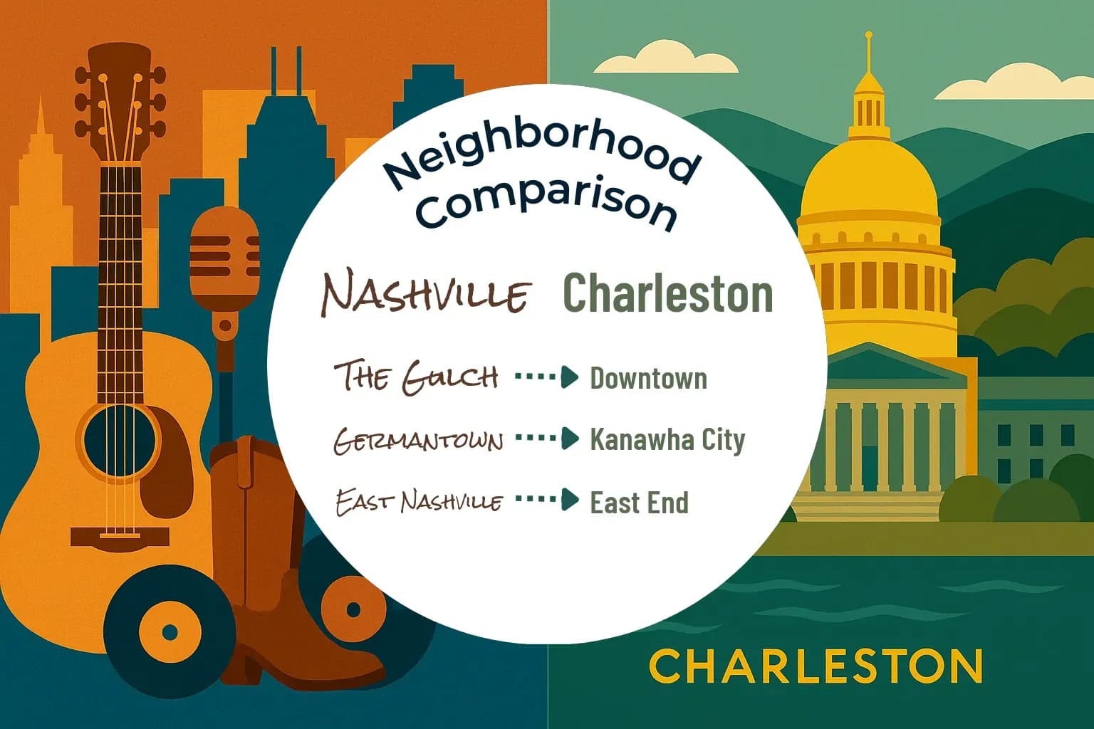 Nashville vs Charleston Neighborhood Comparison