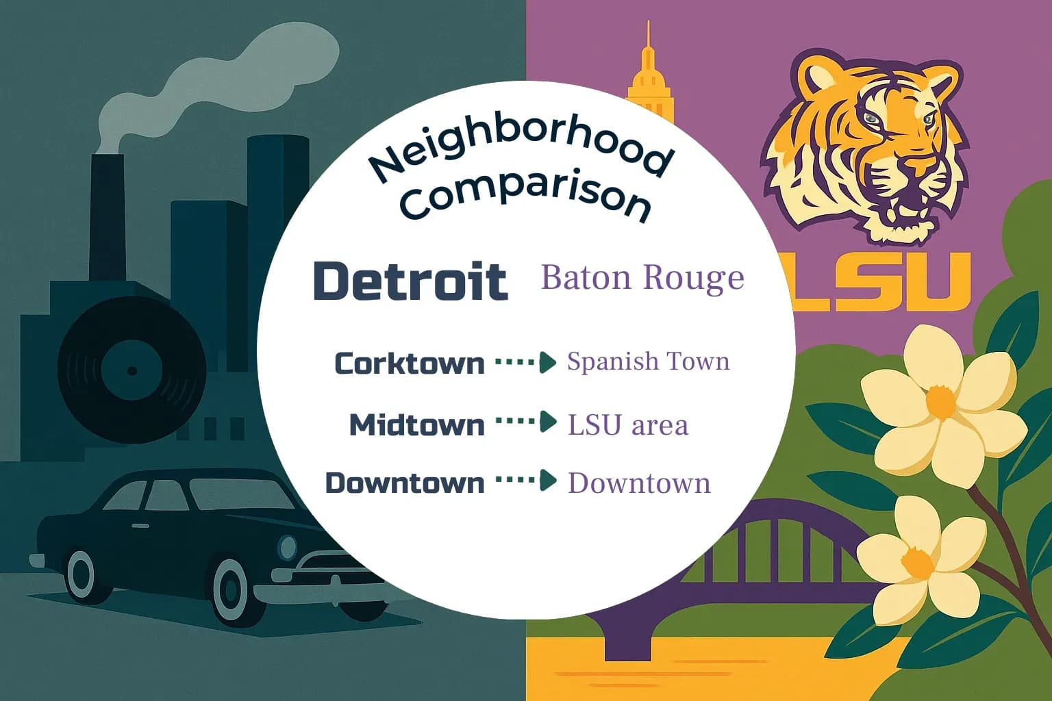 Detroit vs Baton Rouge Neighborhood Comparison