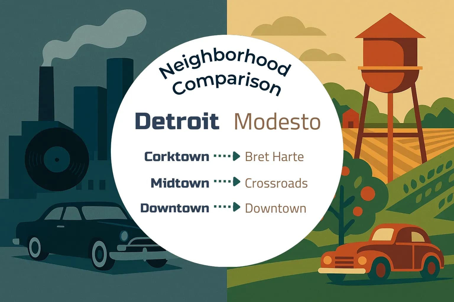 Detroit vs Modesto Neighborhood Comparison
