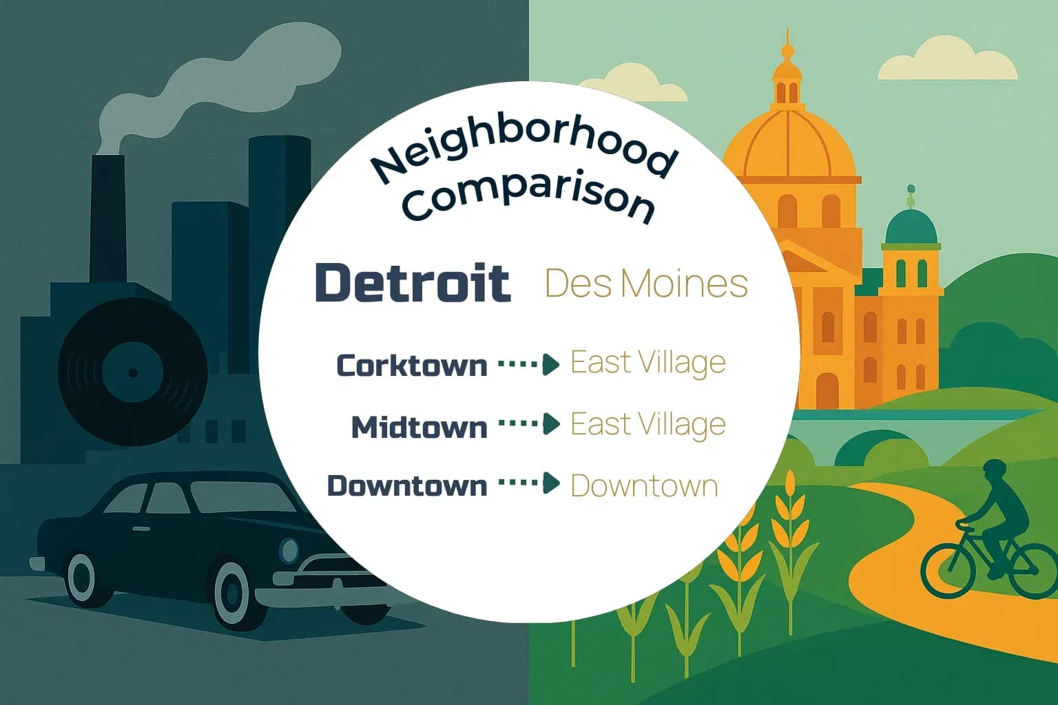 Detroit vs Des Moines Neighborhood Comparison
