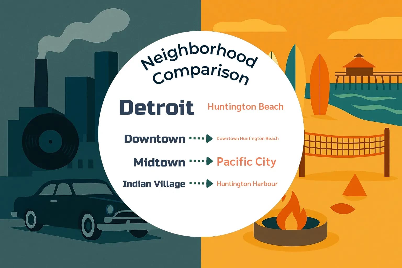 Detroit vs Huntington Beach Neighborhood Comparison
