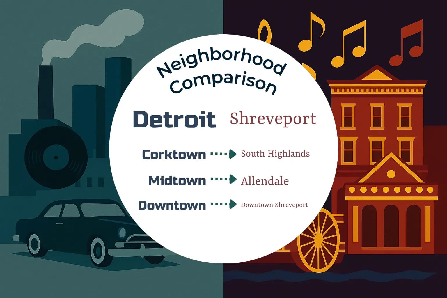 Detroit vs Shreveport Neighborhood Comparison
