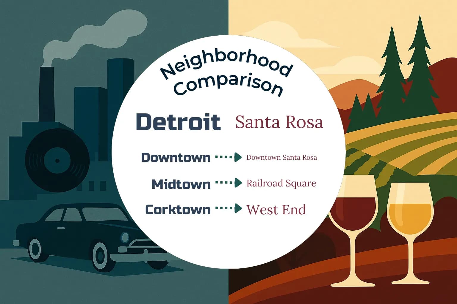 Detroit vs Santa Rosa Neighborhood Comparison