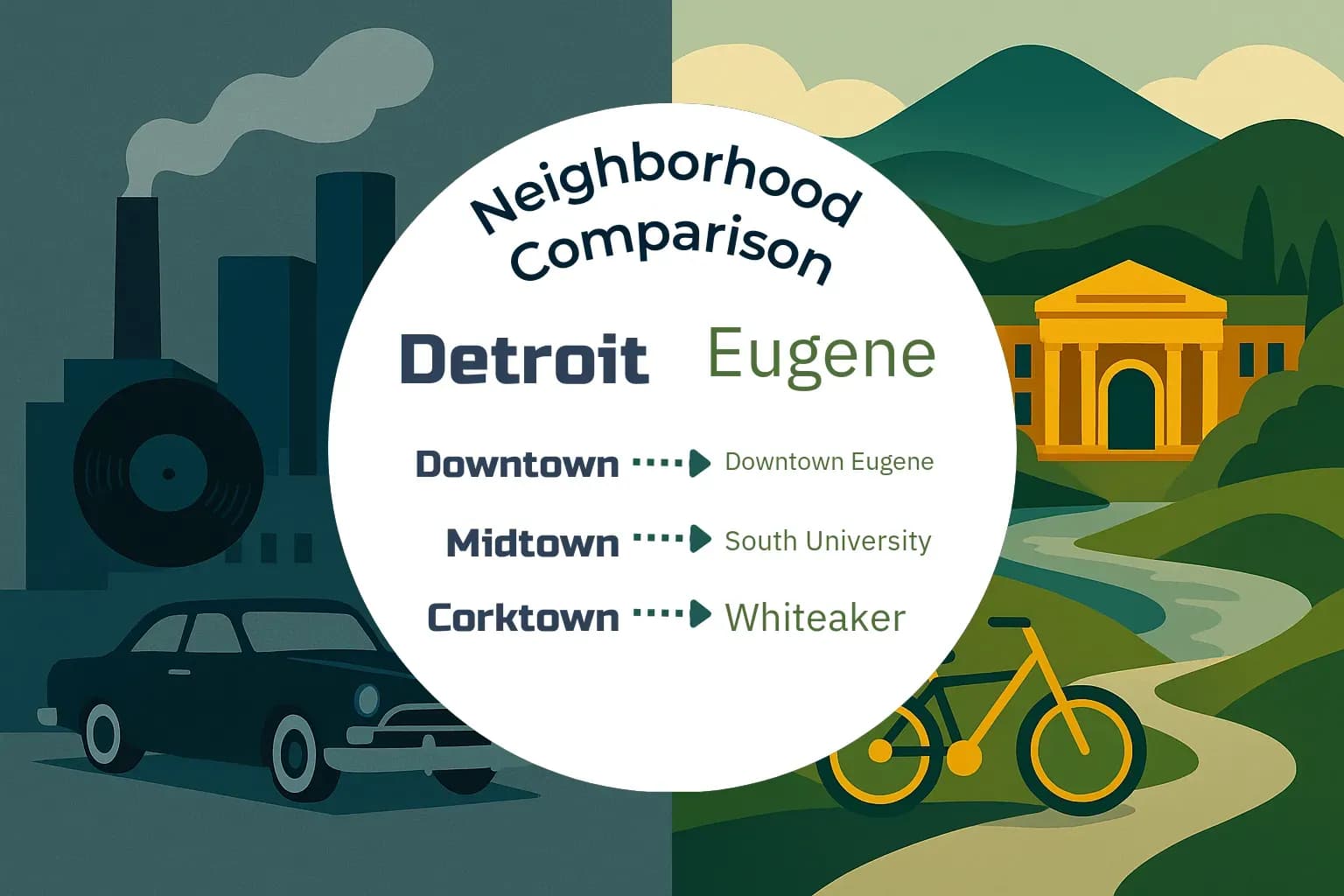 Detroit vs Eugene Neighborhood Comparison