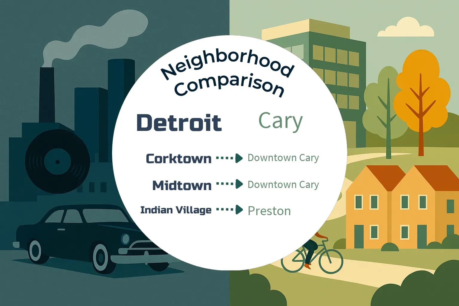Detroit vs Cary Neighborhood Comparison