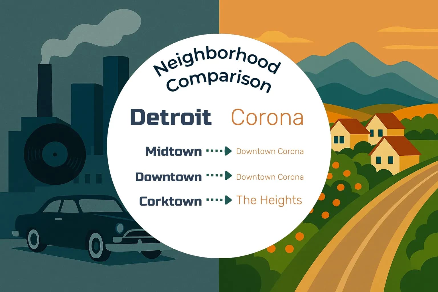 Detroit vs Corona Neighborhood Comparison