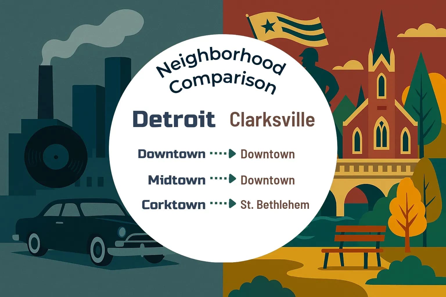 Detroit vs Clarksville Neighborhood Comparison