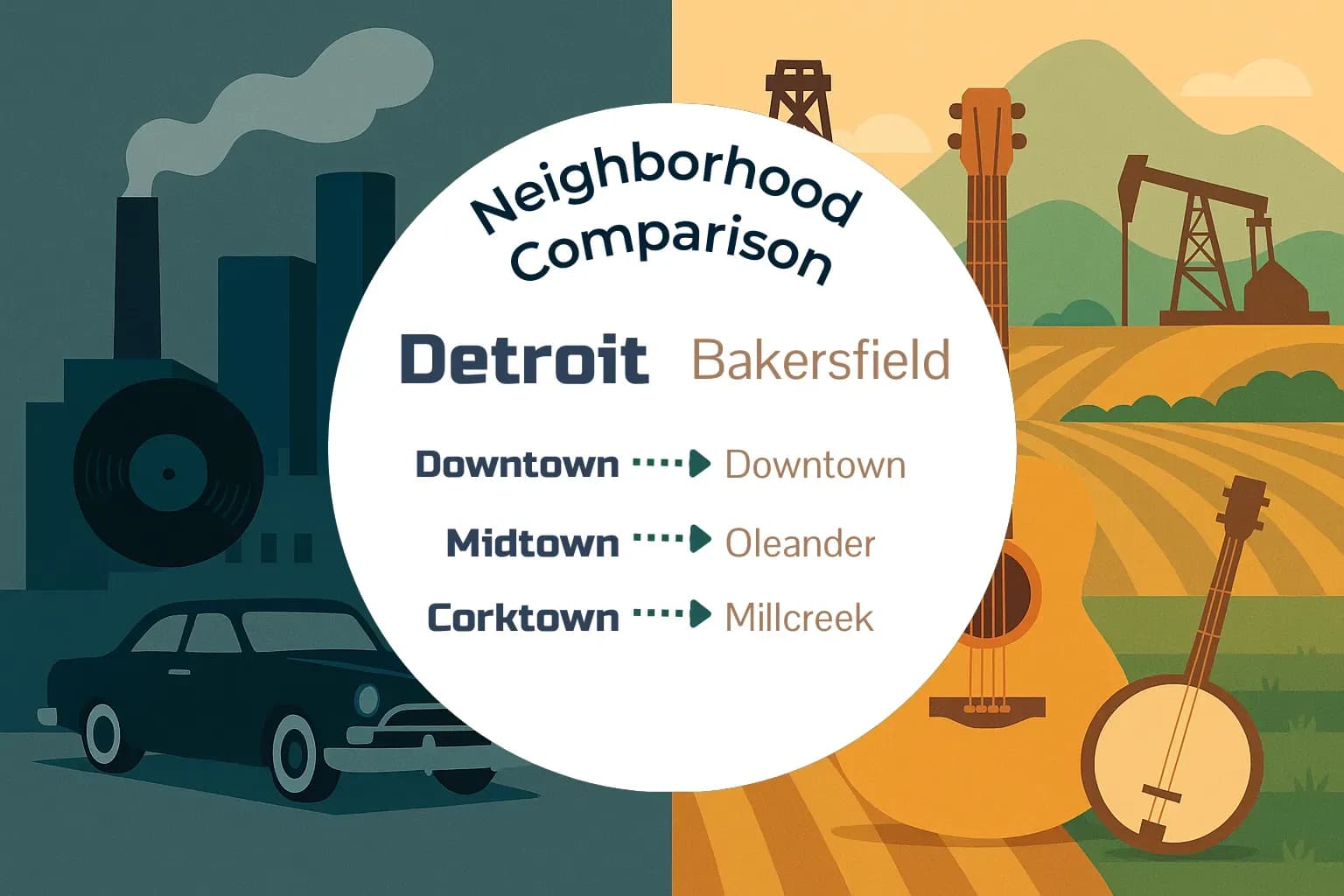 Detroit vs Bakersfield Neighborhood Comparison