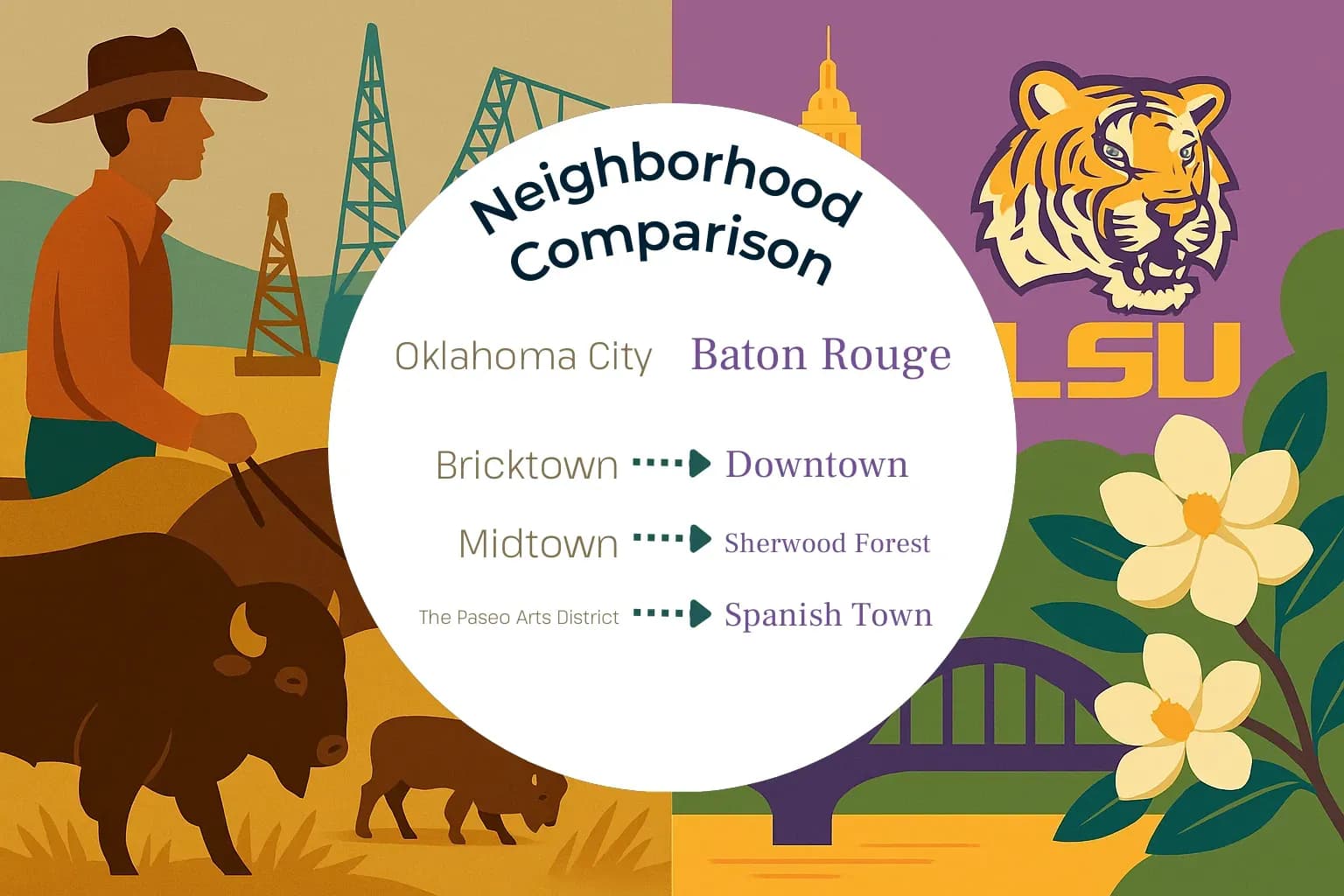 Oklahoma City vs Baton Rouge Neighborhood Comparison
