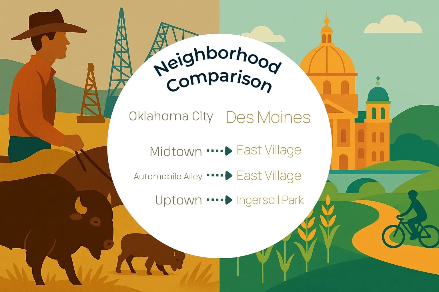 Oklahoma City vs Des Moines Neighborhood Comparison