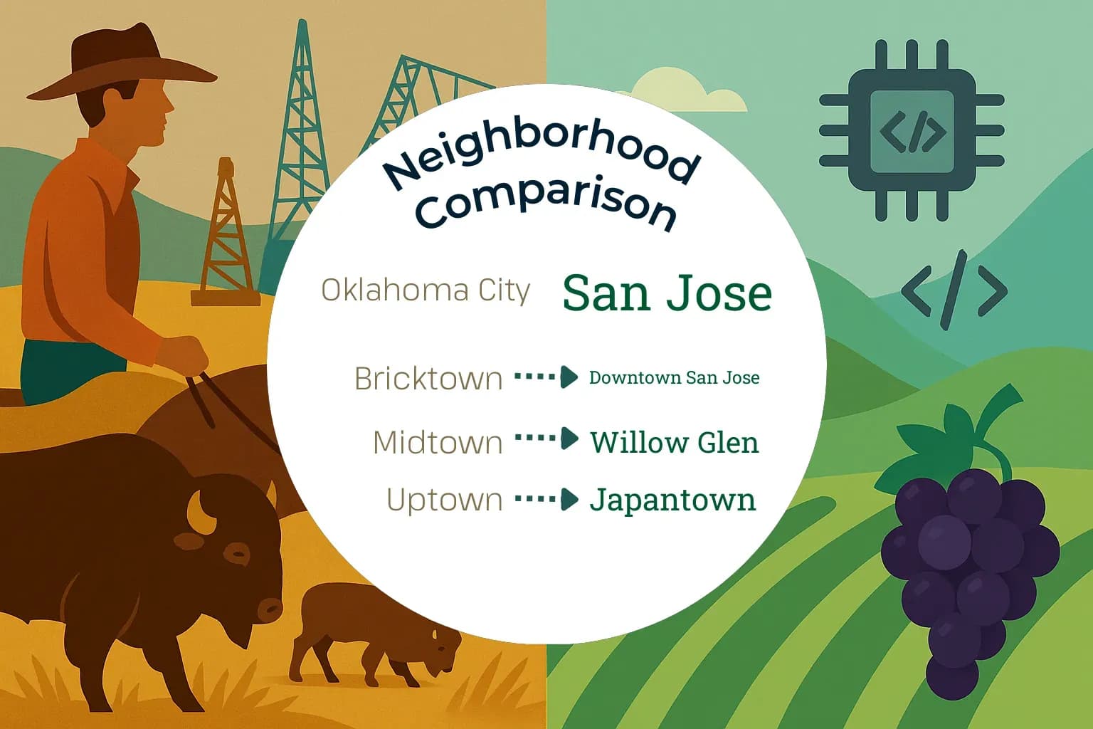 Oklahoma City vs San Jose Neighborhood Comparison