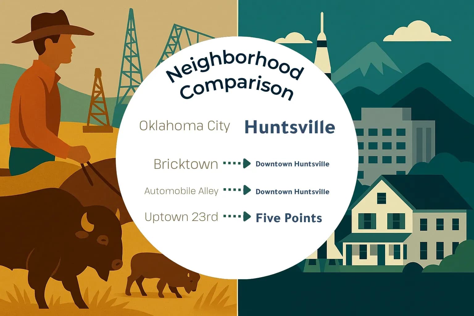 Oklahoma City vs Huntsville Neighborhood Comparison