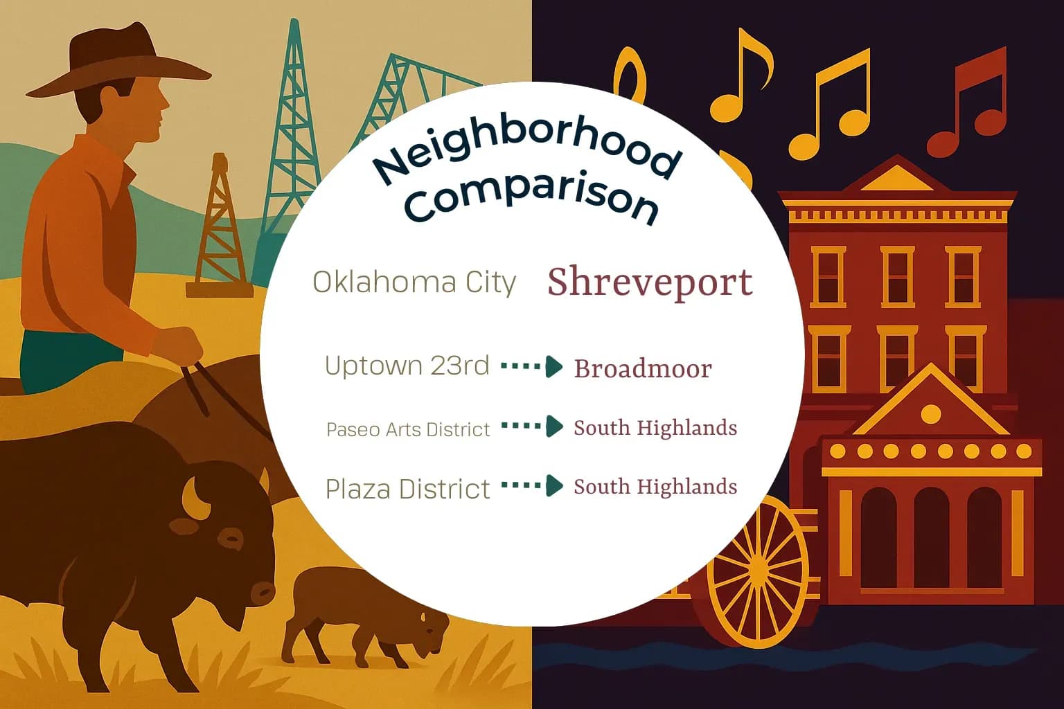 Oklahoma City vs Shreveport Neighborhood Comparison