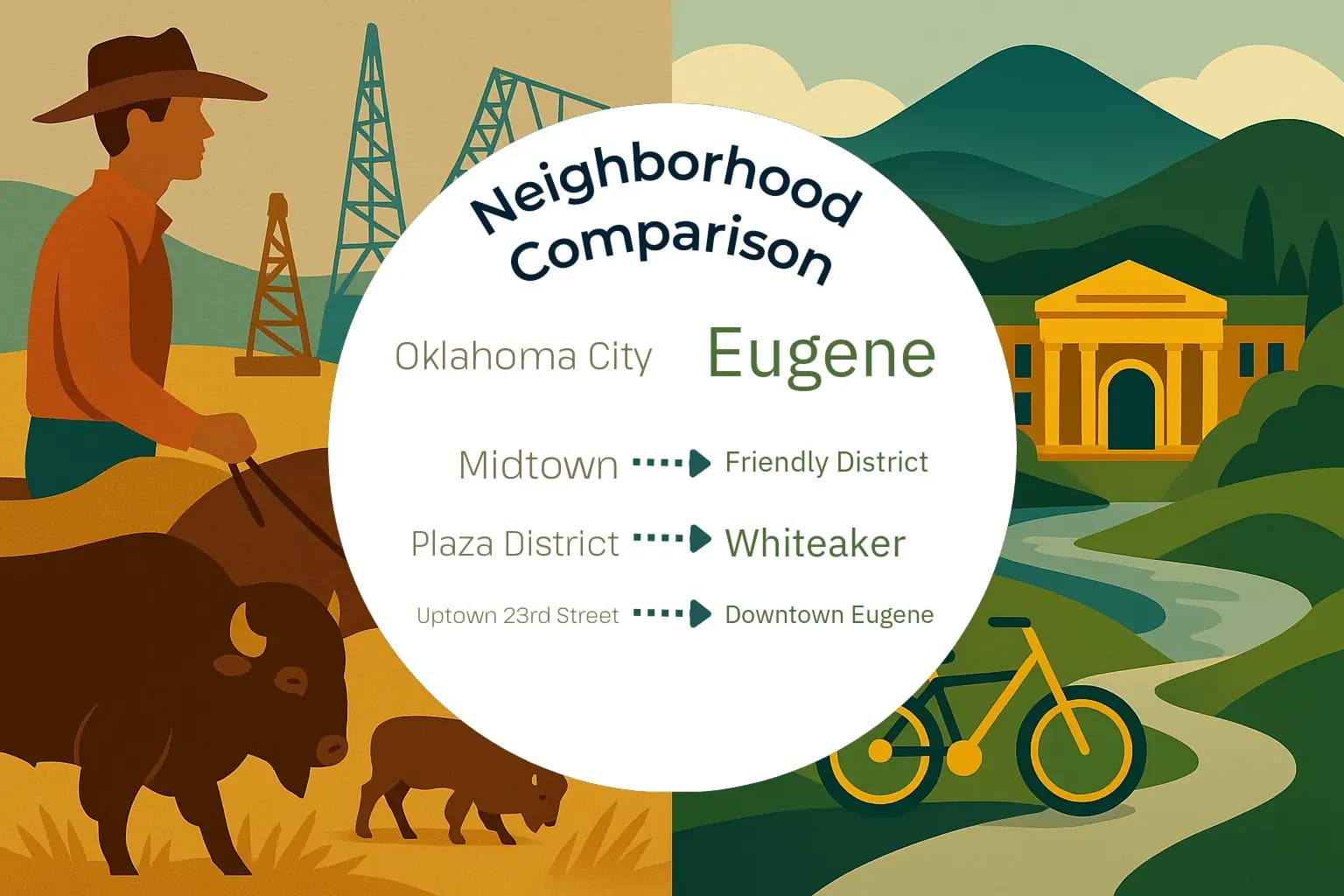 Oklahoma City vs Eugene Neighborhood Comparison