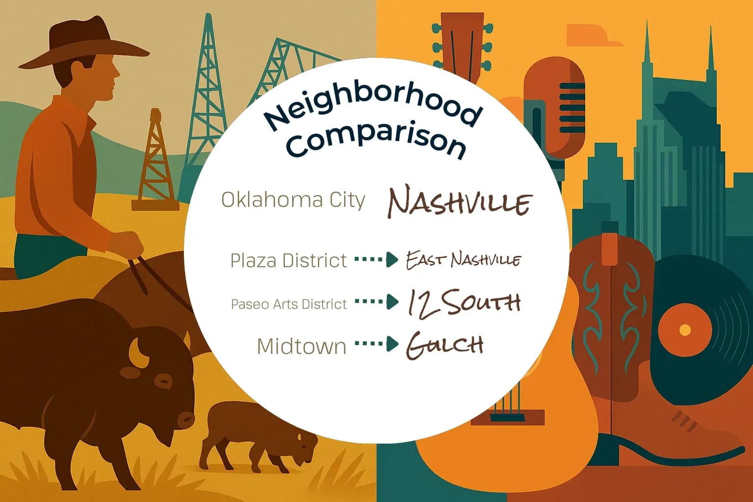 Oklahoma City vs Nashville Neighborhood Comparison