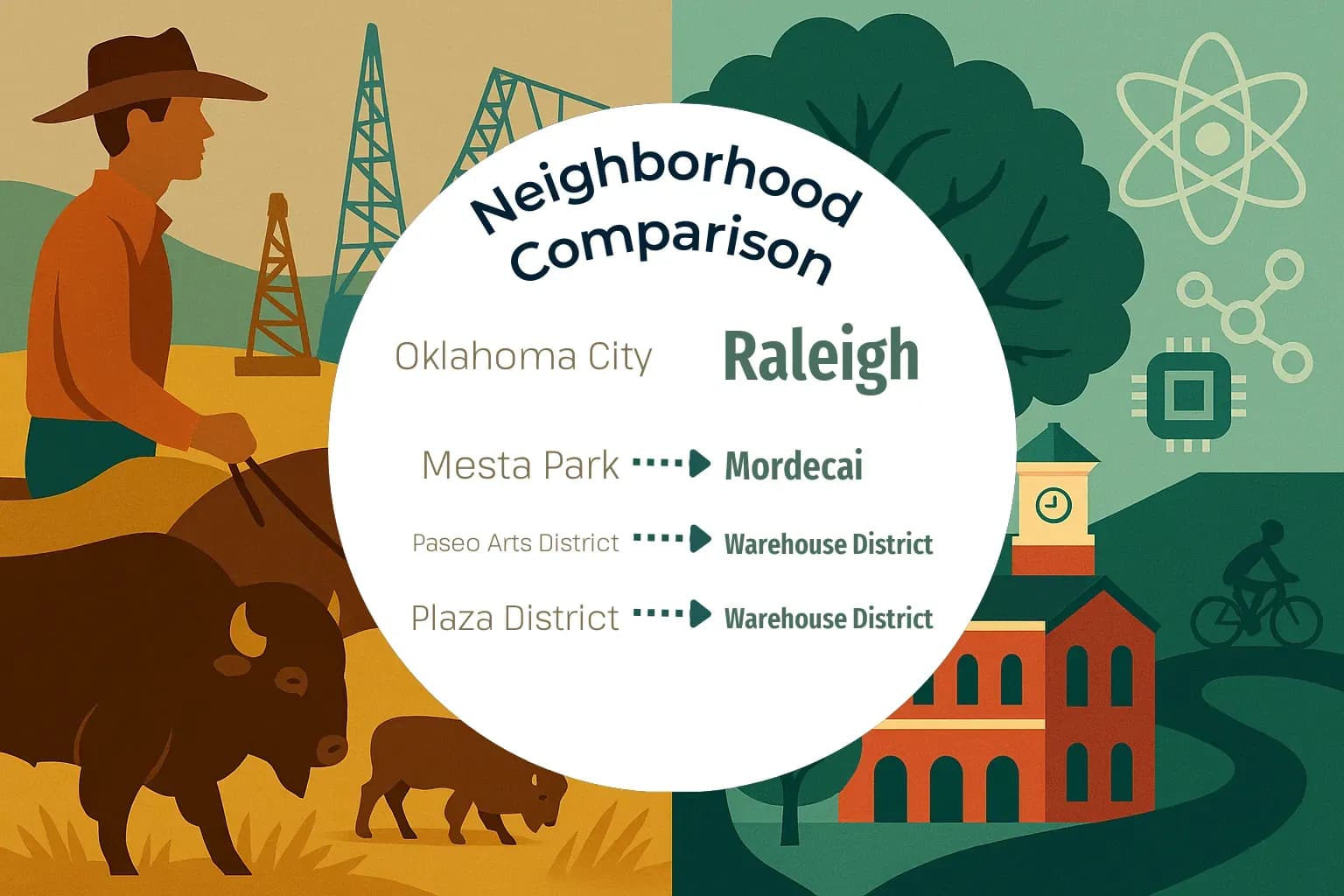 Oklahoma City vs Raleigh Neighborhood Comparison