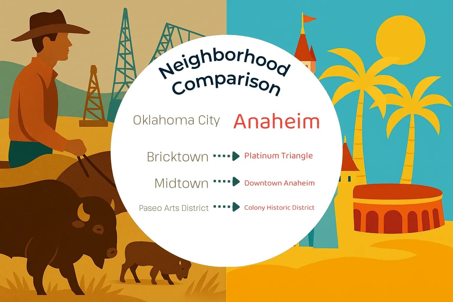 Oklahoma City vs Anaheim Neighborhood Comparison
