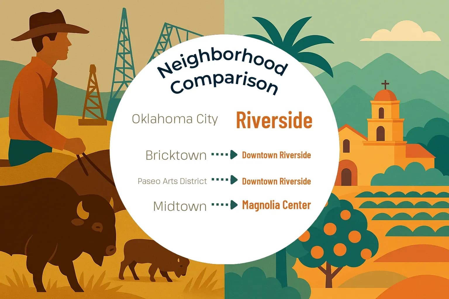 Oklahoma City vs Riverside Neighborhood Comparison