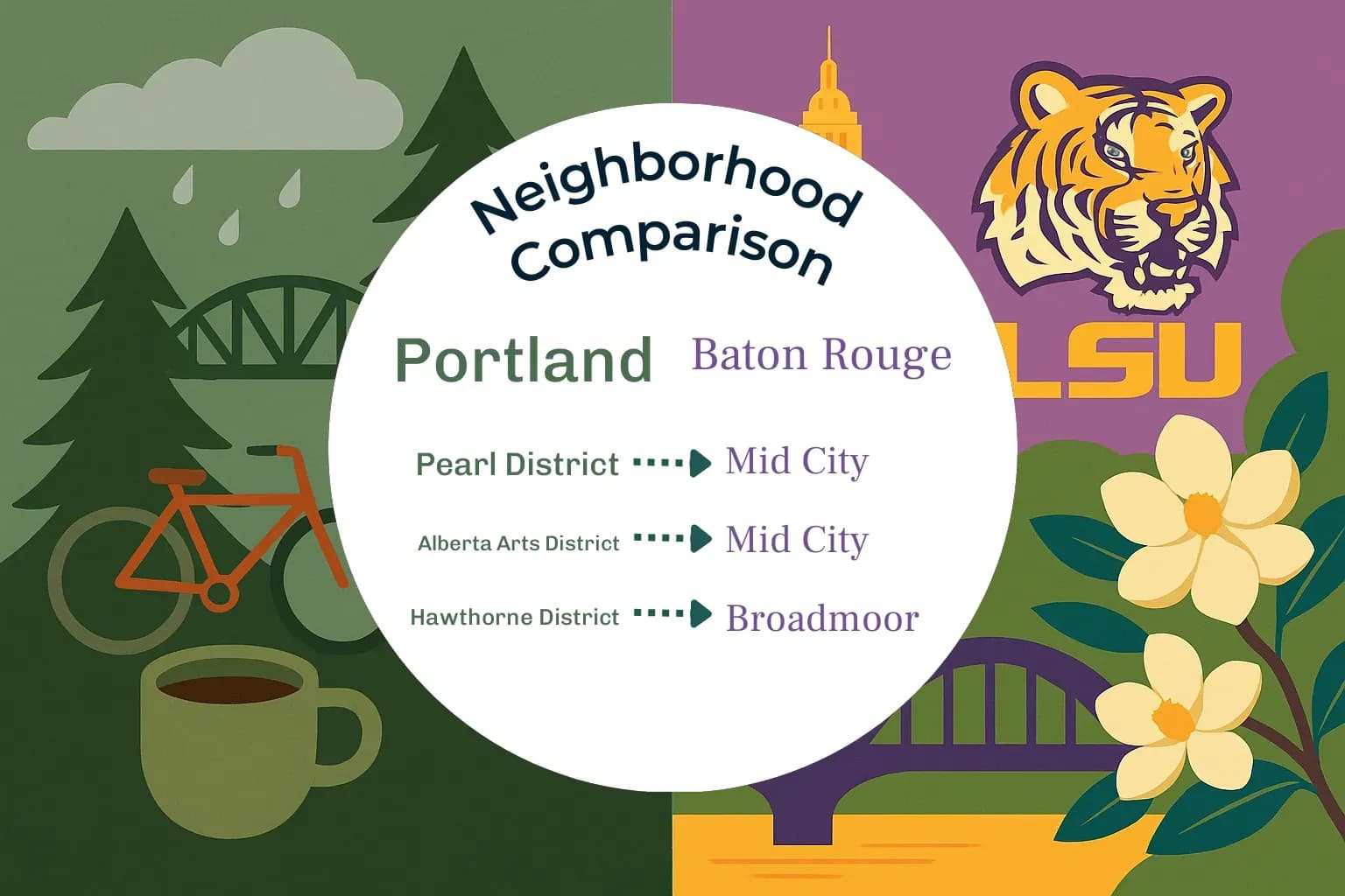 Portland vs Baton Rouge Neighborhood Comparison