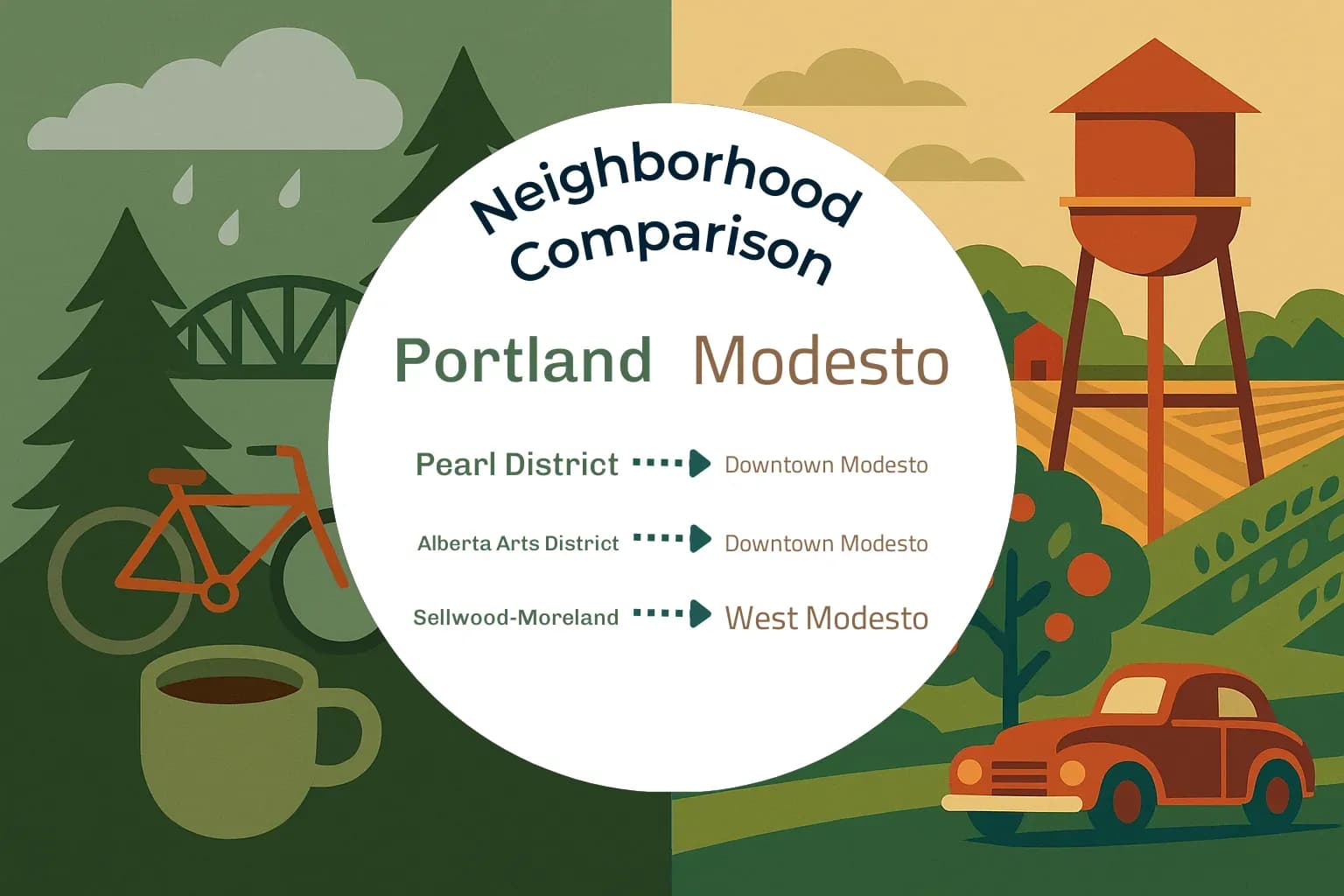 Portland vs Modesto Neighborhood Comparison