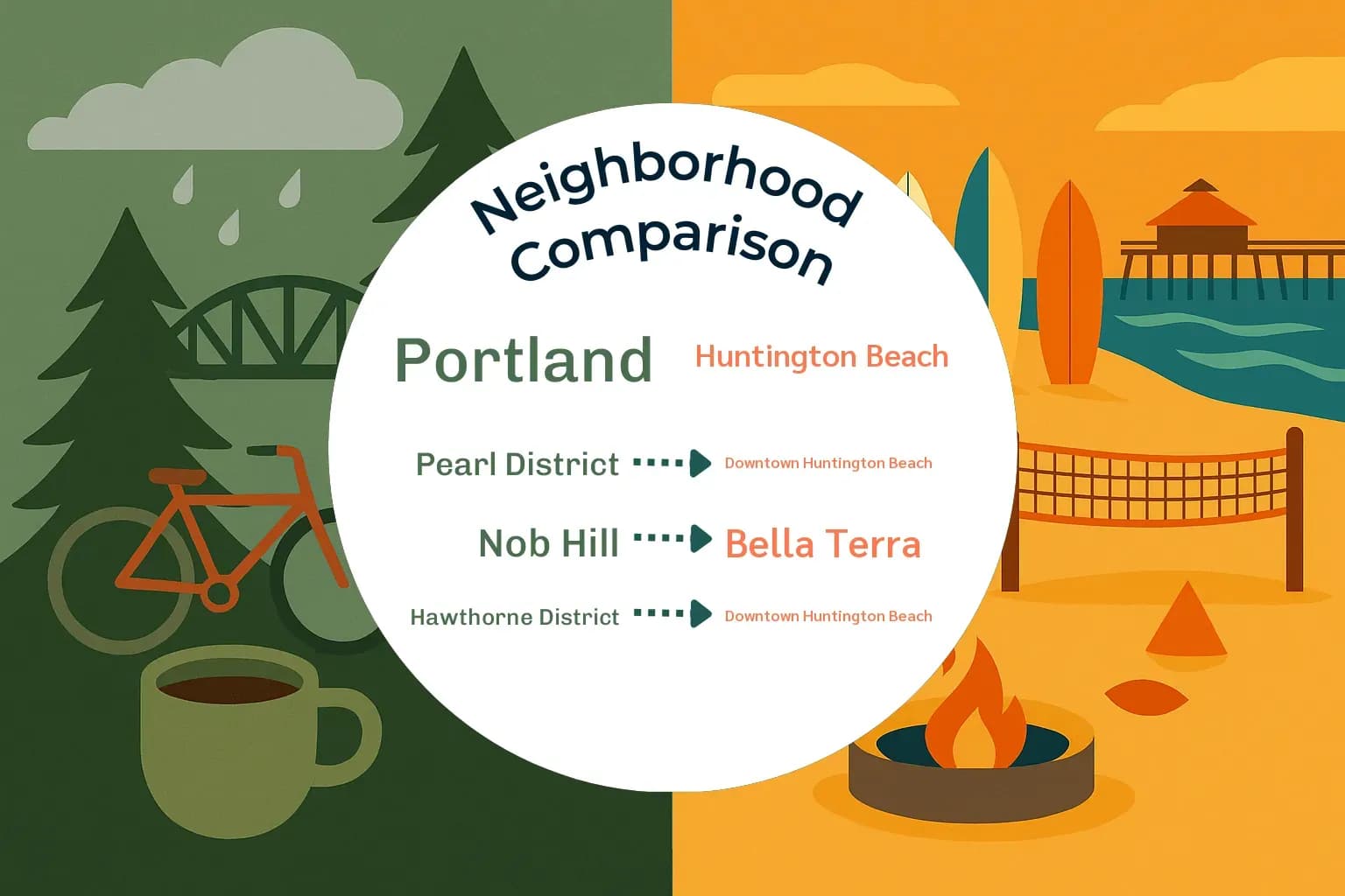 Portland vs Huntington Beach Neighborhood Comparison