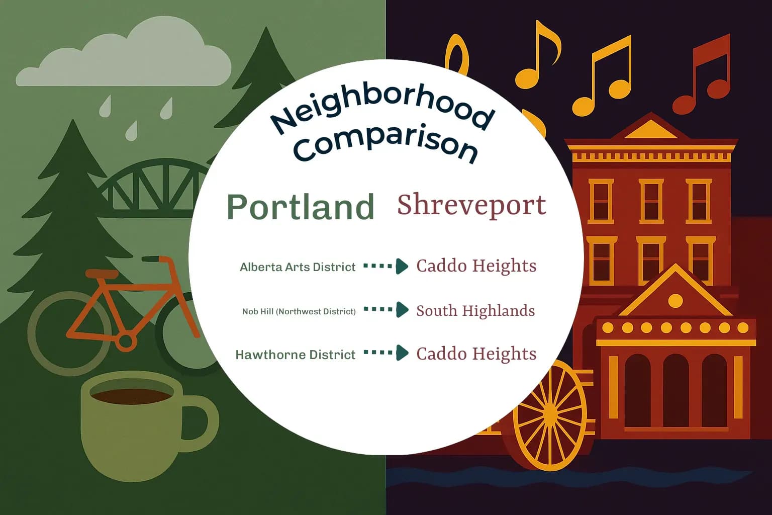 Portland vs Shreveport Neighborhood Comparison
