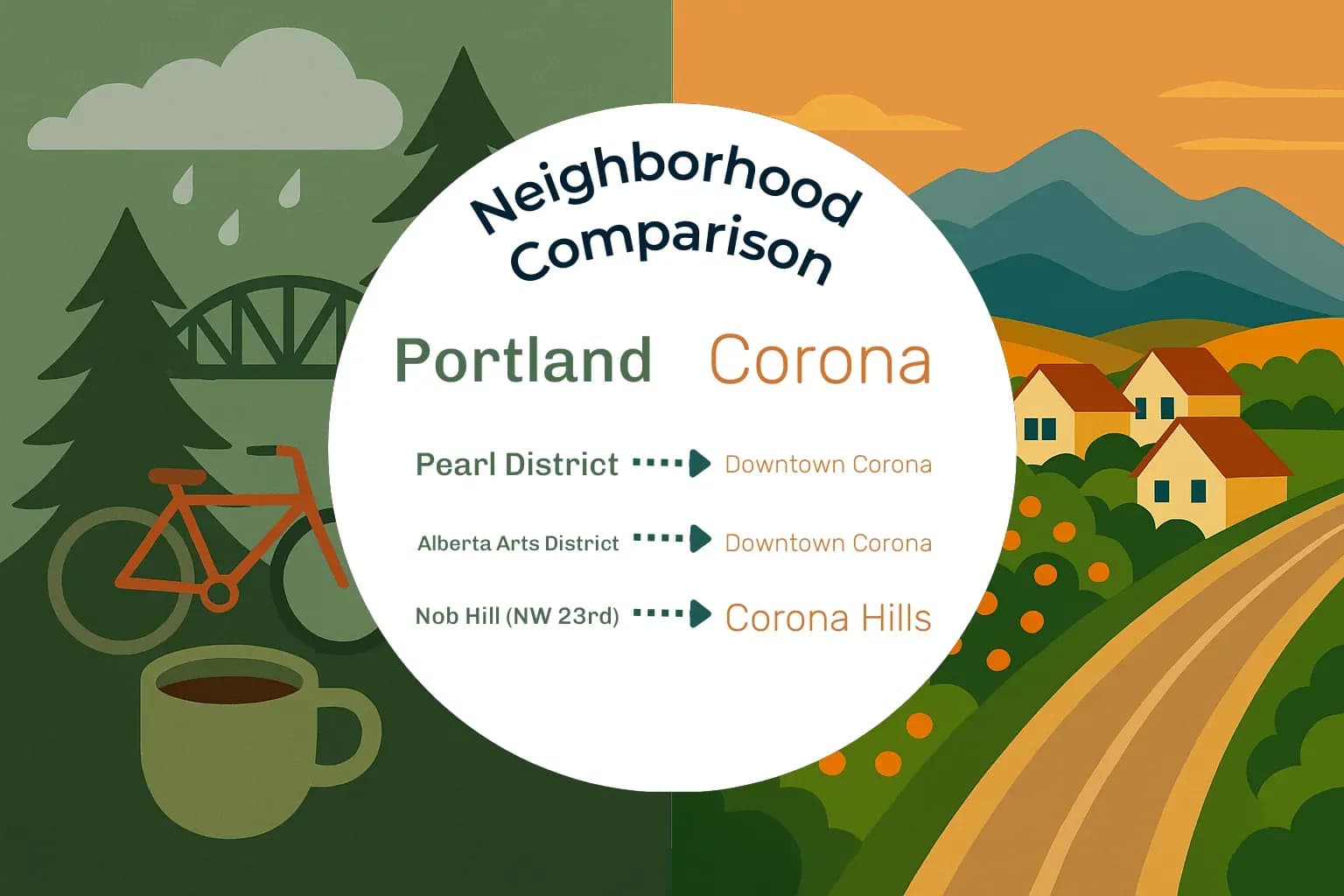 Portland vs Corona Neighborhood Comparison